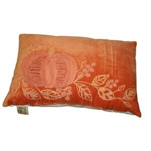 Devi Designs Orange Velvet Pumpkin Pillow Autumn Fall Decor 19x13 Boho Halloween